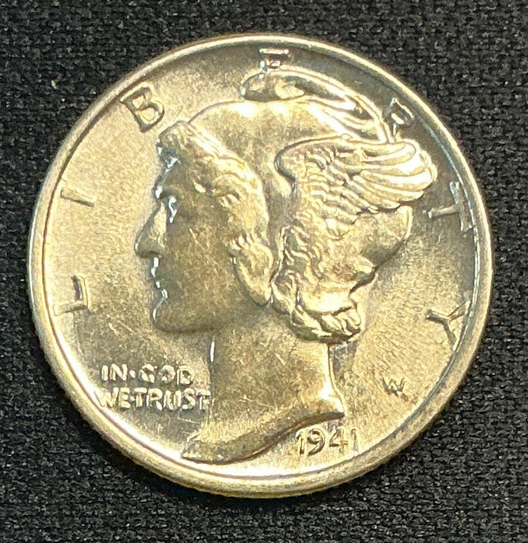 1941 Mercury Dime, GEM Brillant Uncirculated Coin, Store #DE0678
