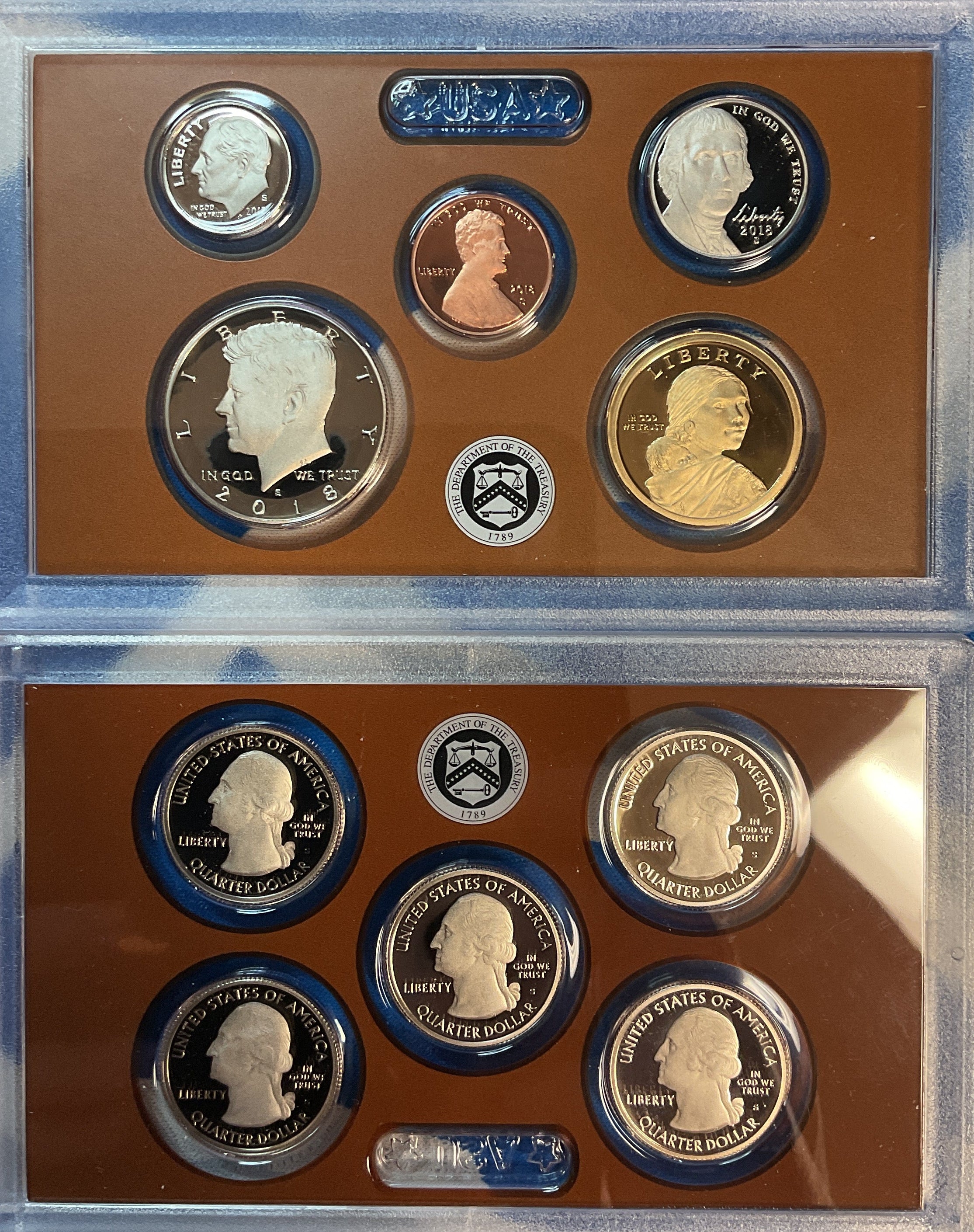 2018 Proof Set, 10 Coin Proof Set, Encased in Original Government Packaging.