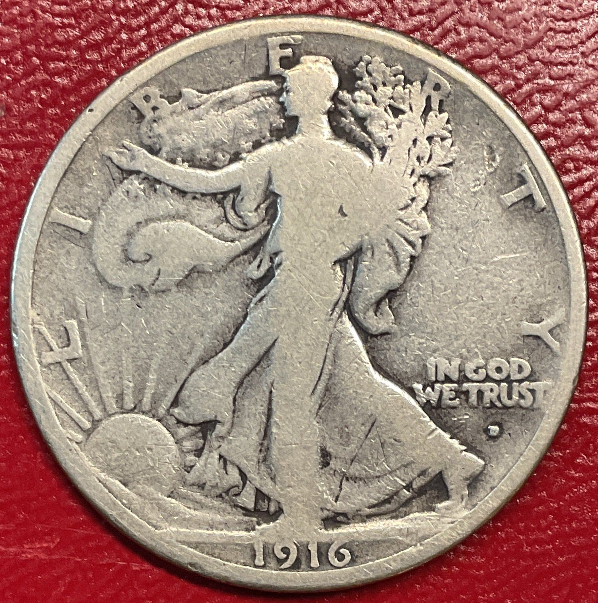 1916-D Walking Liberty Half Dollar, Abt Good Circulated Coin, Store #HR0683