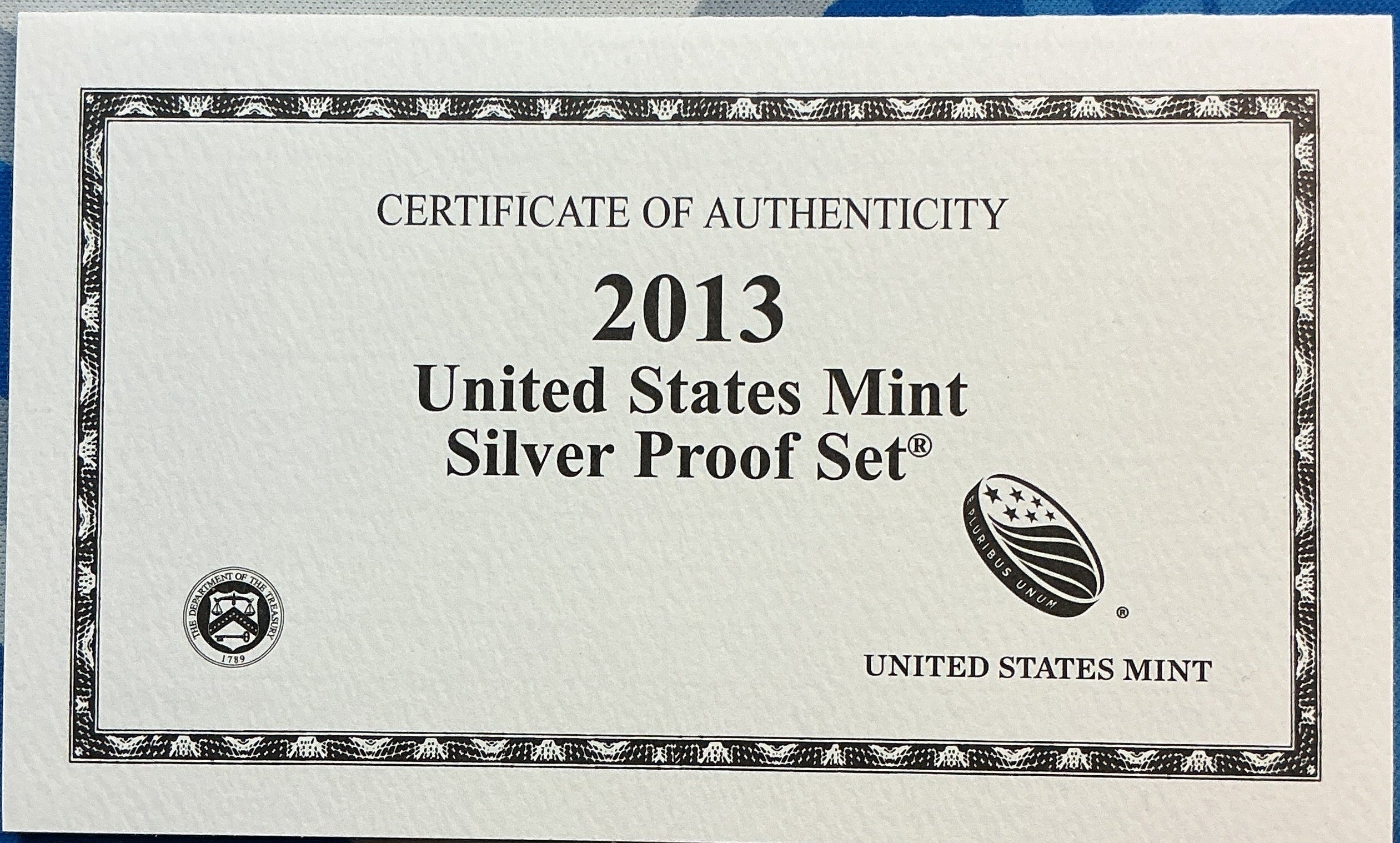 2013 United States Mint Silver Proof Set w/C.O.A.