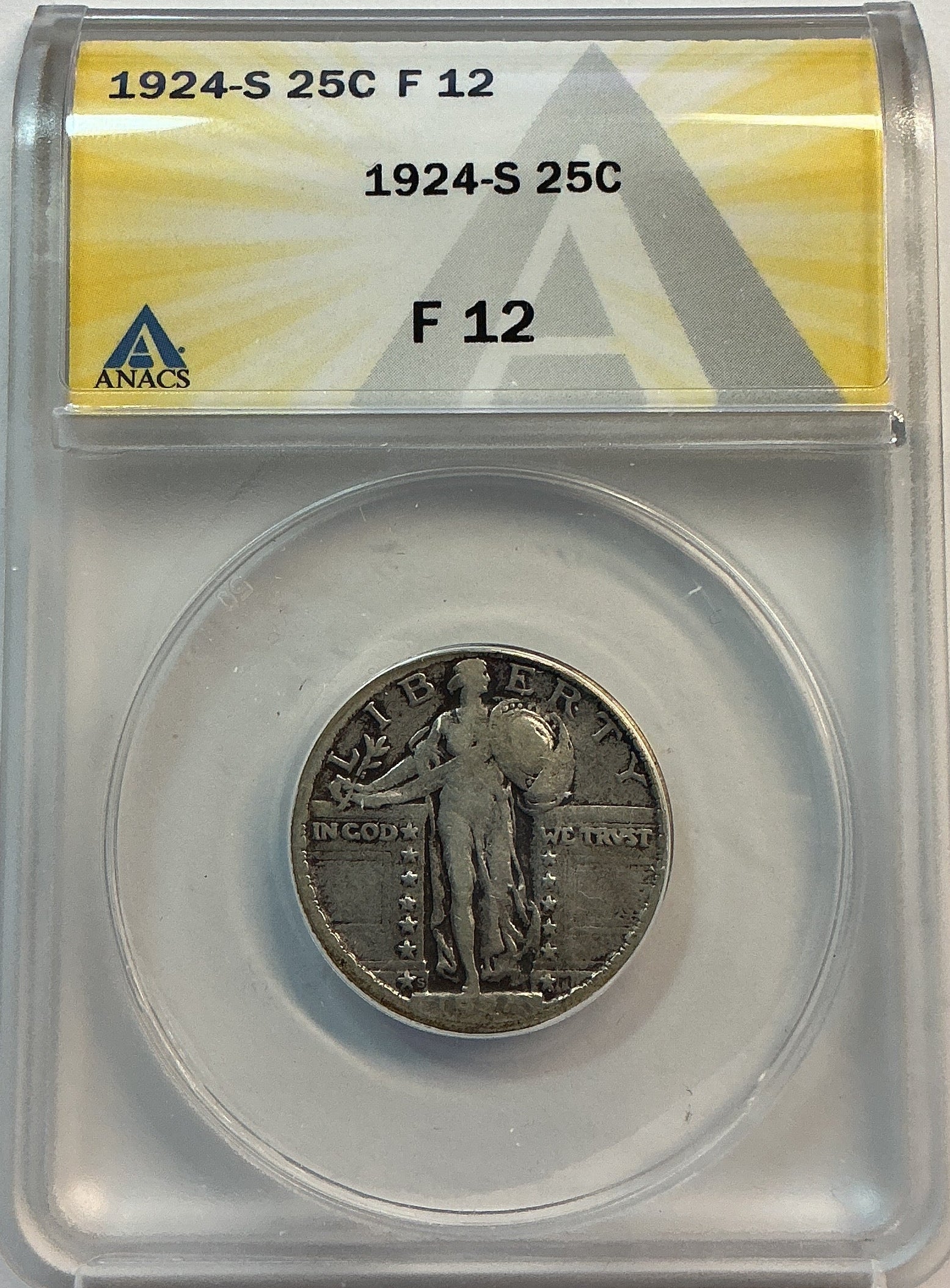 1924-S Standing Liberty Quarter, ANACS F-12, Store #QR1621