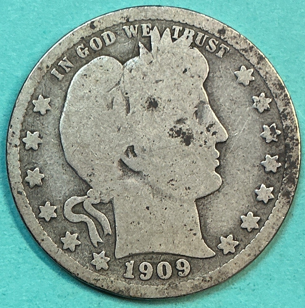 1909-D Barber Quarter., Good Circulated Details., Store#QR1246