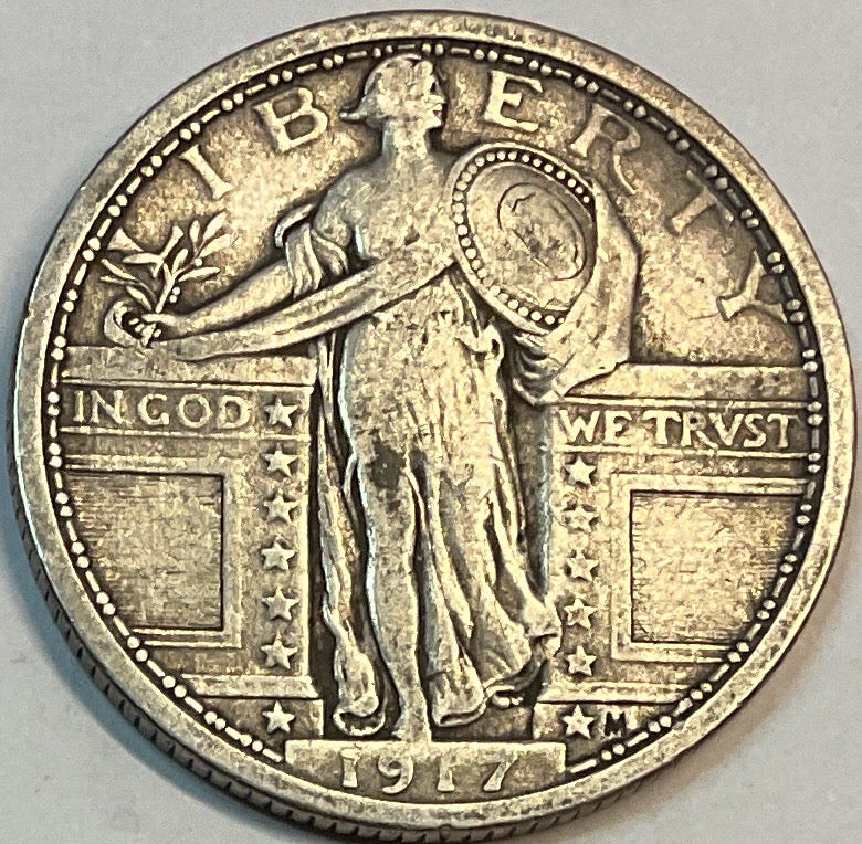 1917 T-1, Standing Liberty Quarter, Very Fine Circulated Coin, Store #QR1164