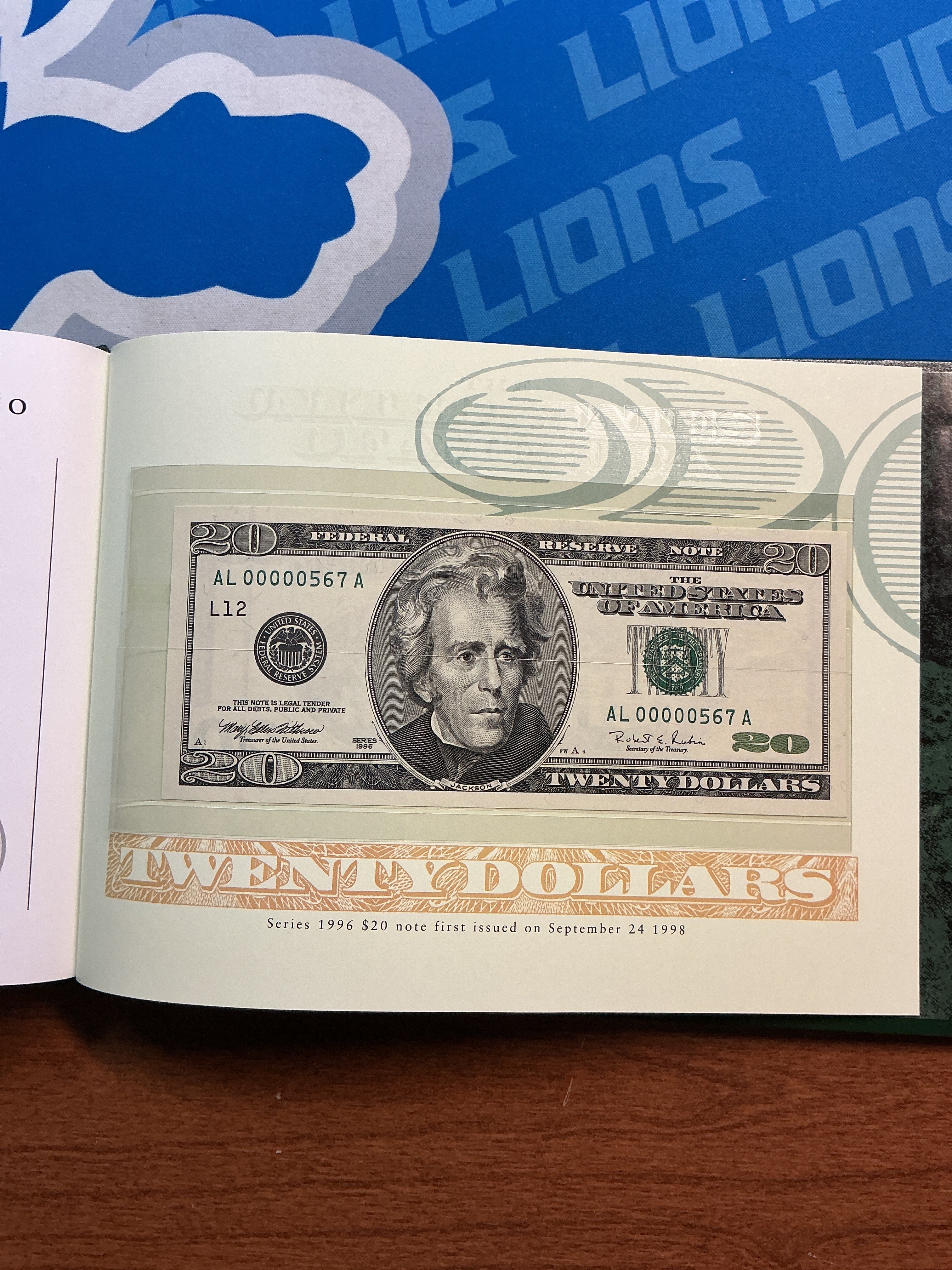 1996 Premium Federal Reserve Set, Serial #567, $20 Notes, #FRN013