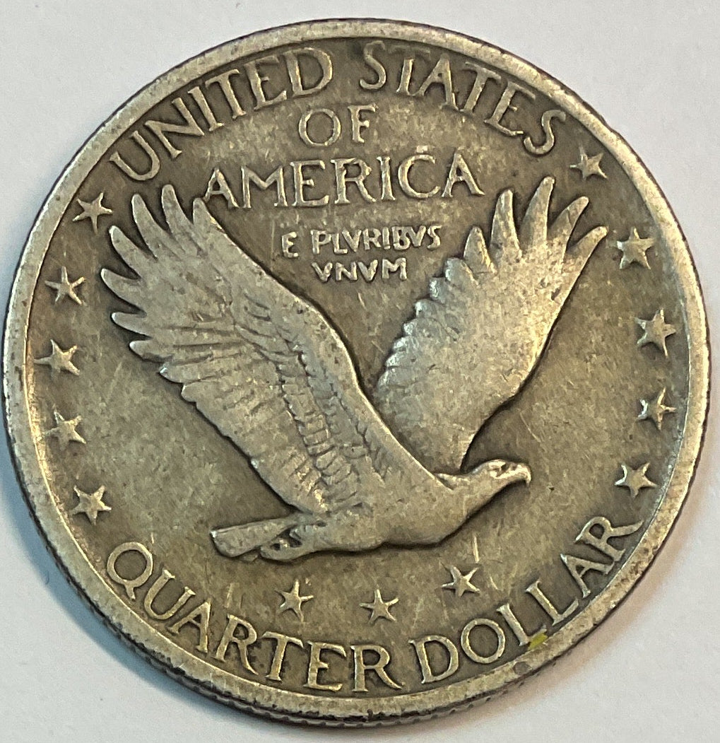 1920, Standing Liberty Silver Quarter, Very Fine Circulated + Coin, Store #QR1167