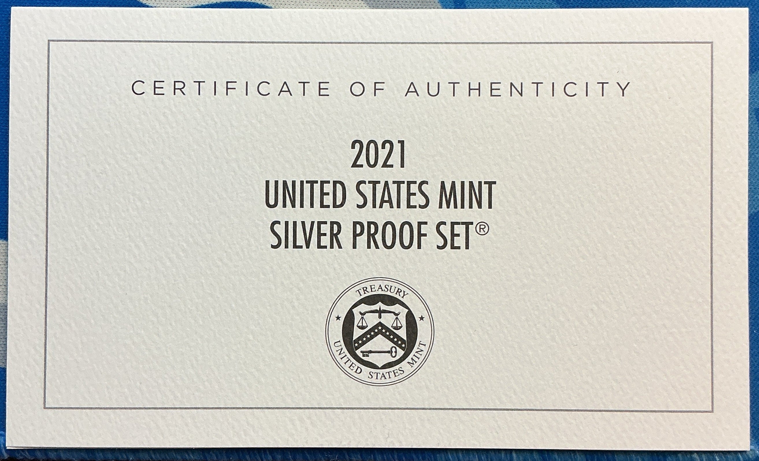 2021 United States Mint Silver Proof Set w/C.O.A.
