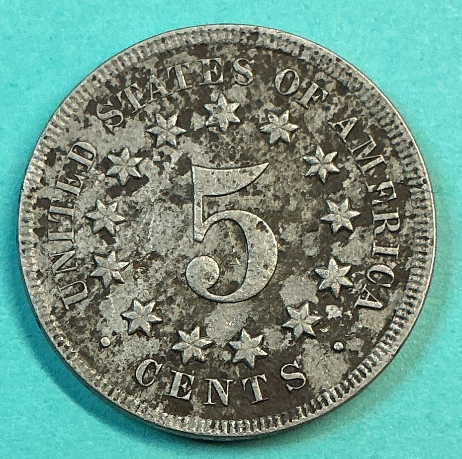 1869 Shield Nickel, Extra Fine+ Details Circulated Coin, Store #NL0115
