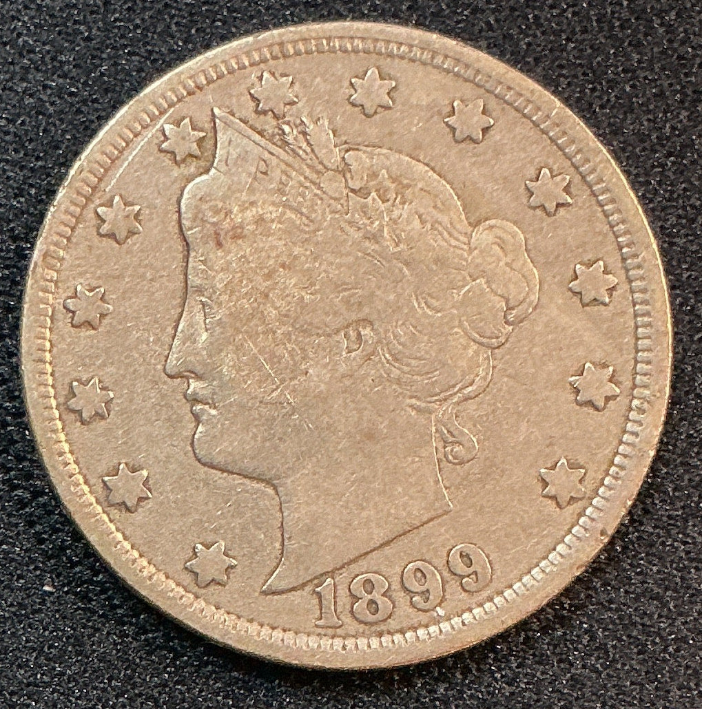 1899 Liberty Nickel, Very Good Circulated Coin., Store Sale #NL878