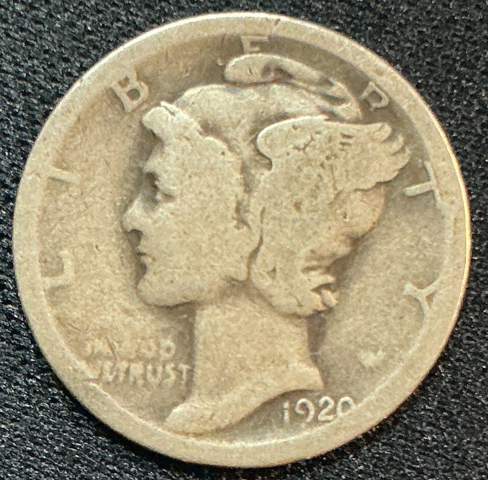 1920 Mercury Dime, About Good+ Circulated Coin, Store #DE0515