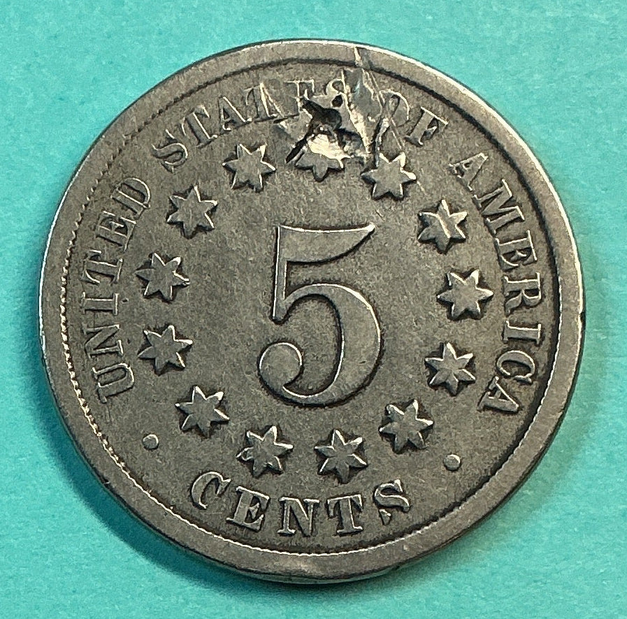 1868 Shield Nickel, Very Fine Details Circulated Coin, Store #NL0104