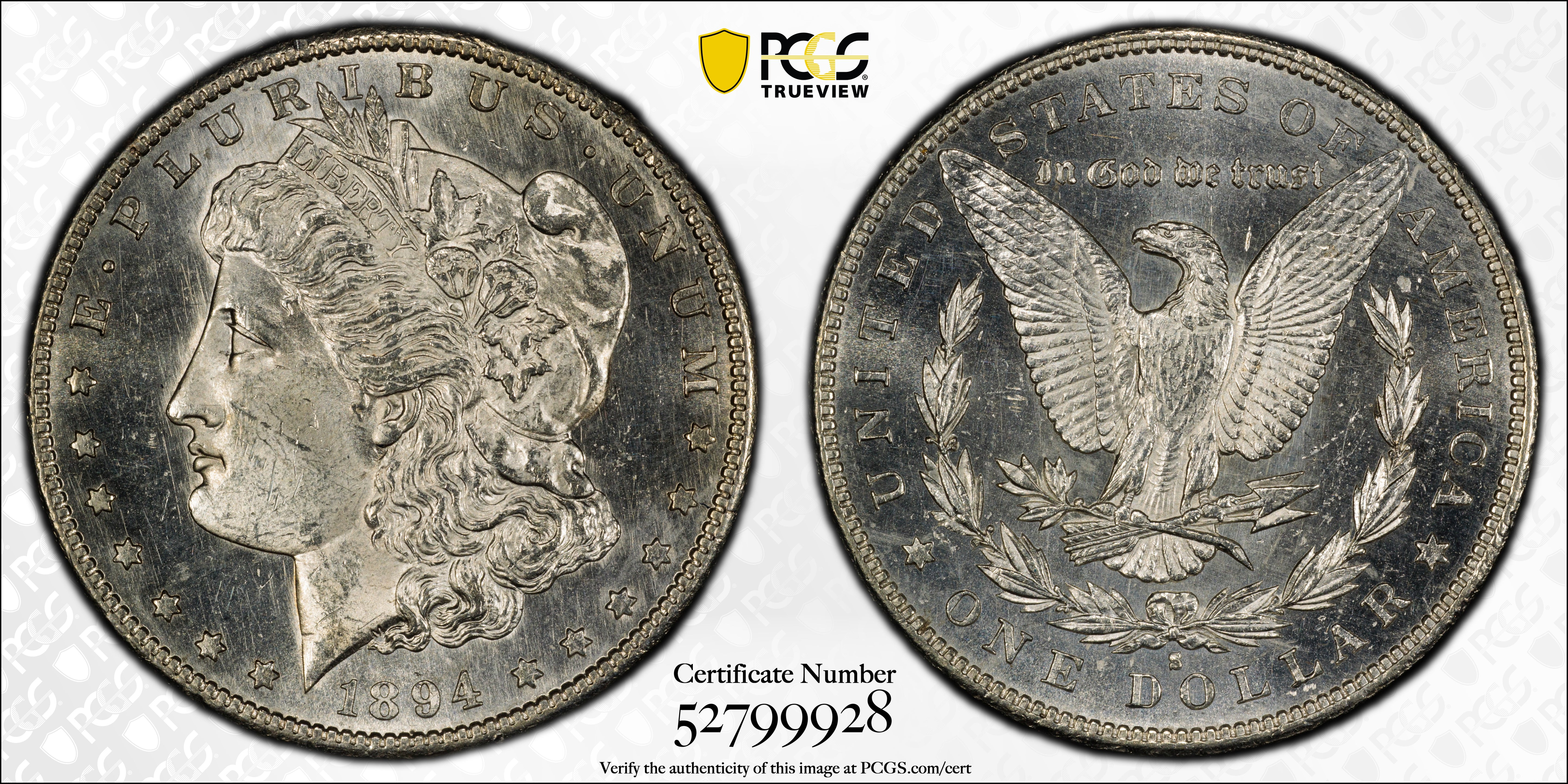 1894-S Morgan Silver Dollar., PCGS MS-63, Proof Like., Store SALE #GDR0180.