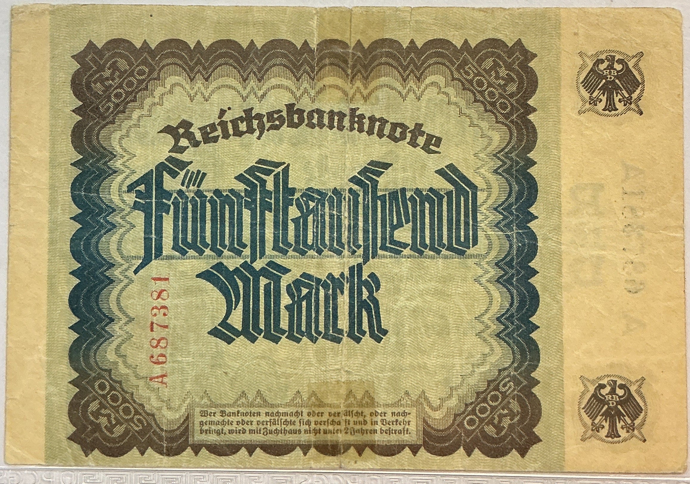 1922 5000 Mark., German, Weimar Rep., PCGS VF-20, Store #GWC018
