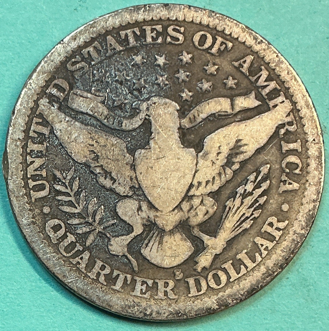 1915-S Barber Quarter., Good Circulated Details., Store#QR1320