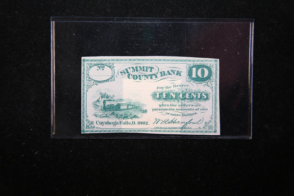 1862 Summit County Bank, Ohio, Obsolete Currency, Store Sale 093072