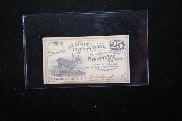 1862 Summit County Bank, Ohio, Obsolete Currency, Store Sale 093076