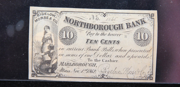 1862 Northborough Bank, Mass, Obsolete Currency, Store Sale 093079
