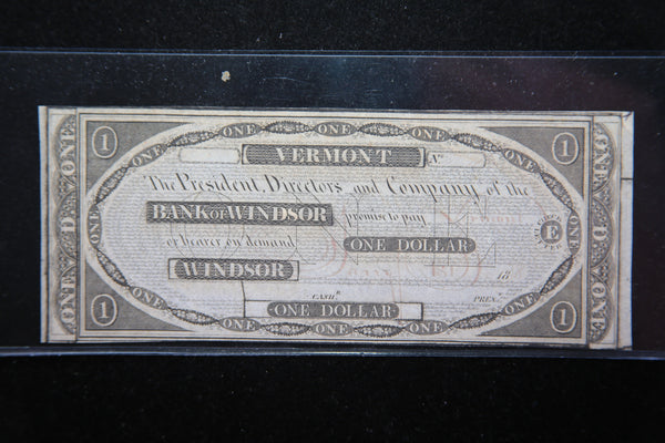 1800's Bank of Windsor, Vermont, Obsolete Currency, Store Sale 093082