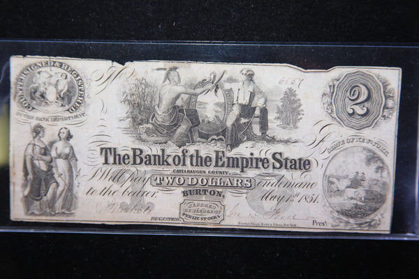 1851 Bank of the Empire State, New York, Obsolete Currency, Store Sale 093083