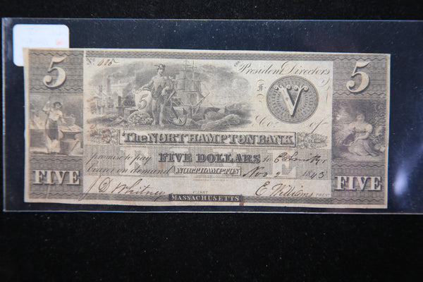 1843 North Hampton Bank, Massachusetts, Obsolete Currency, Store Sale 093086