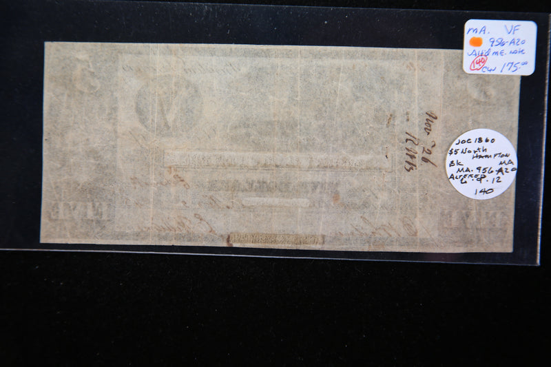 1843 North Hampton Bank, Massachusetts, Obsolete Currency, Store Sale 093086