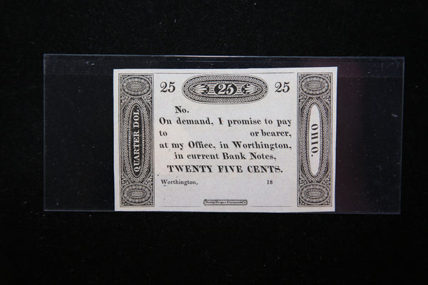 1800's Worthington, Ohio, Obsolete Currency, Store Sale 093090