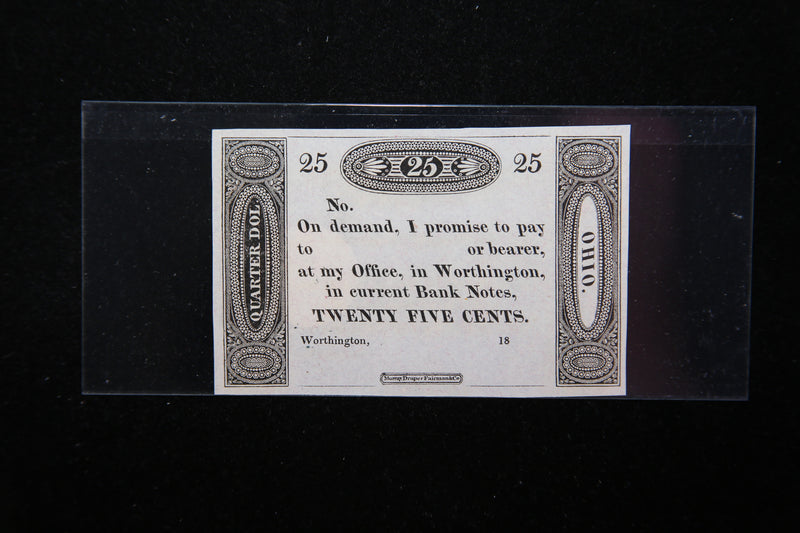 1800's Worthington, Ohio, Obsolete Currency, Store Sale 093090