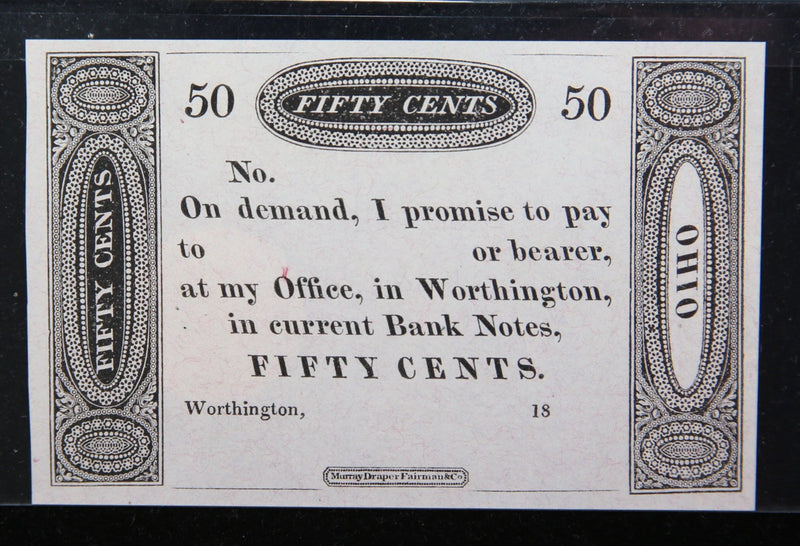 1800's Worthington, Ohio, Obsolete Currency, Store Sale 093091