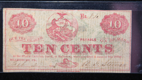 1863 Capital Bank, PA., Obsolete Currency, Store Sale 093095