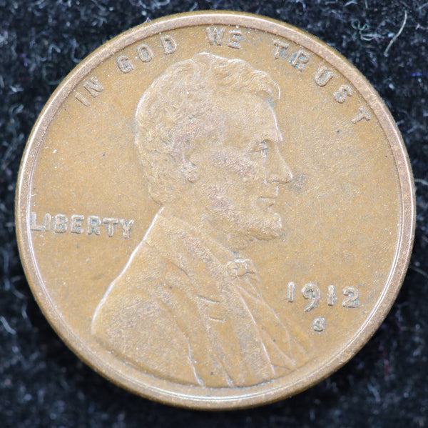 1912-S Lincoln Cent, Circulated Affordable Coin, Store #90195