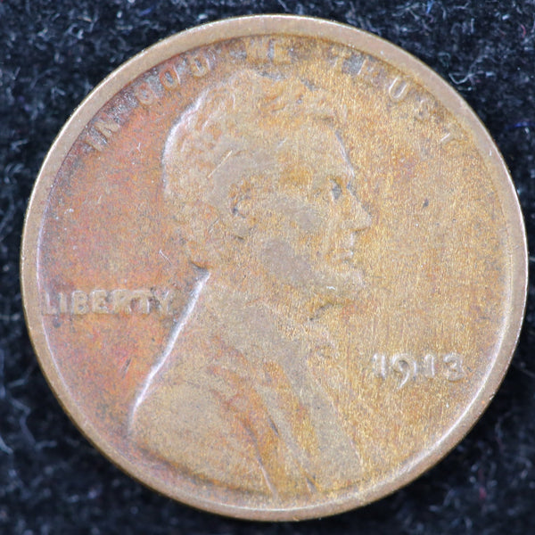 1913 Lincoln Cent, Circulated Affordable Coin, Store #40004