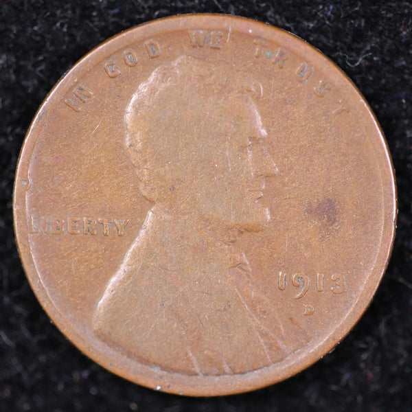 1913-D Lincoln Cent, Circulated Affordable Coin, Store #23040005