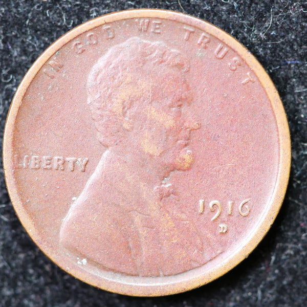 1916-D Lincoln Cent, Circulated Affordable Coin, Store #40024