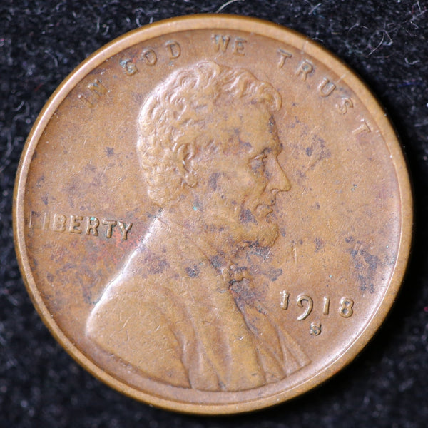 1918-S Lincoln Cent, Circulated Affordable Coin, Store #40035