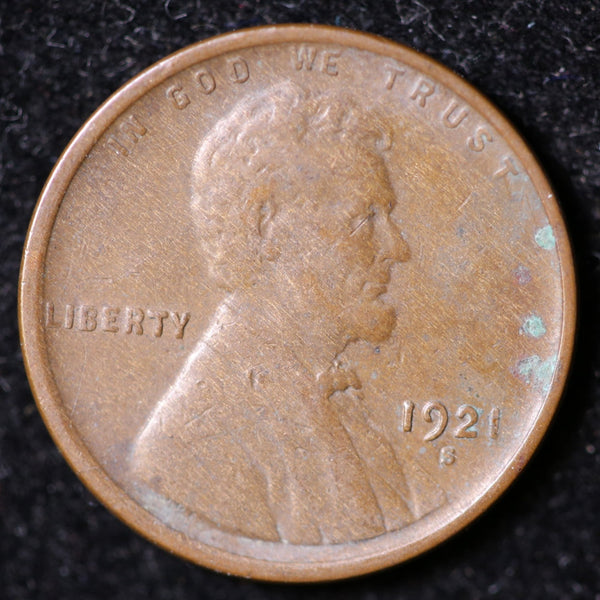 1921-S Lincoln Cent, Circulated Affordable Coin, Store #40050