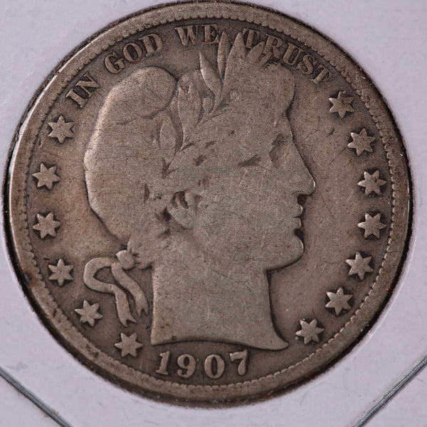 1907-D Barber Half Dollar. Affordable Coin VG Details. Store #HR372