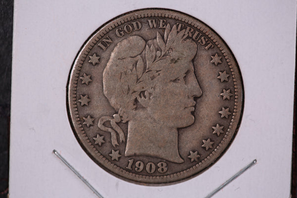 1908 Barber Half Dollar. Nice Coin VG10 Details. Store #23081820