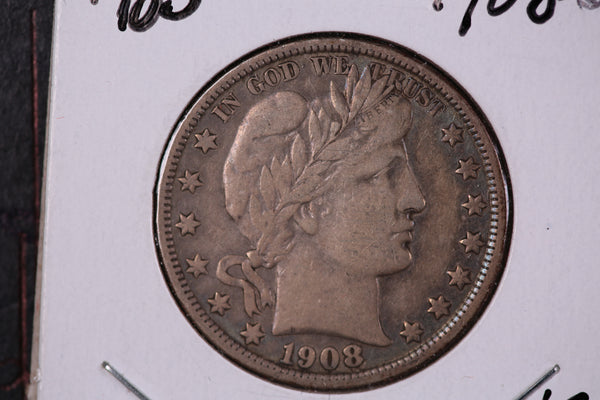 1908-O Barber Half Dollar. Nice Coin VF Details. Store #23081821