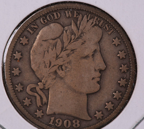 1908-S Barber Half Dollar. Nice Coin Fine Details. Store #23081822
