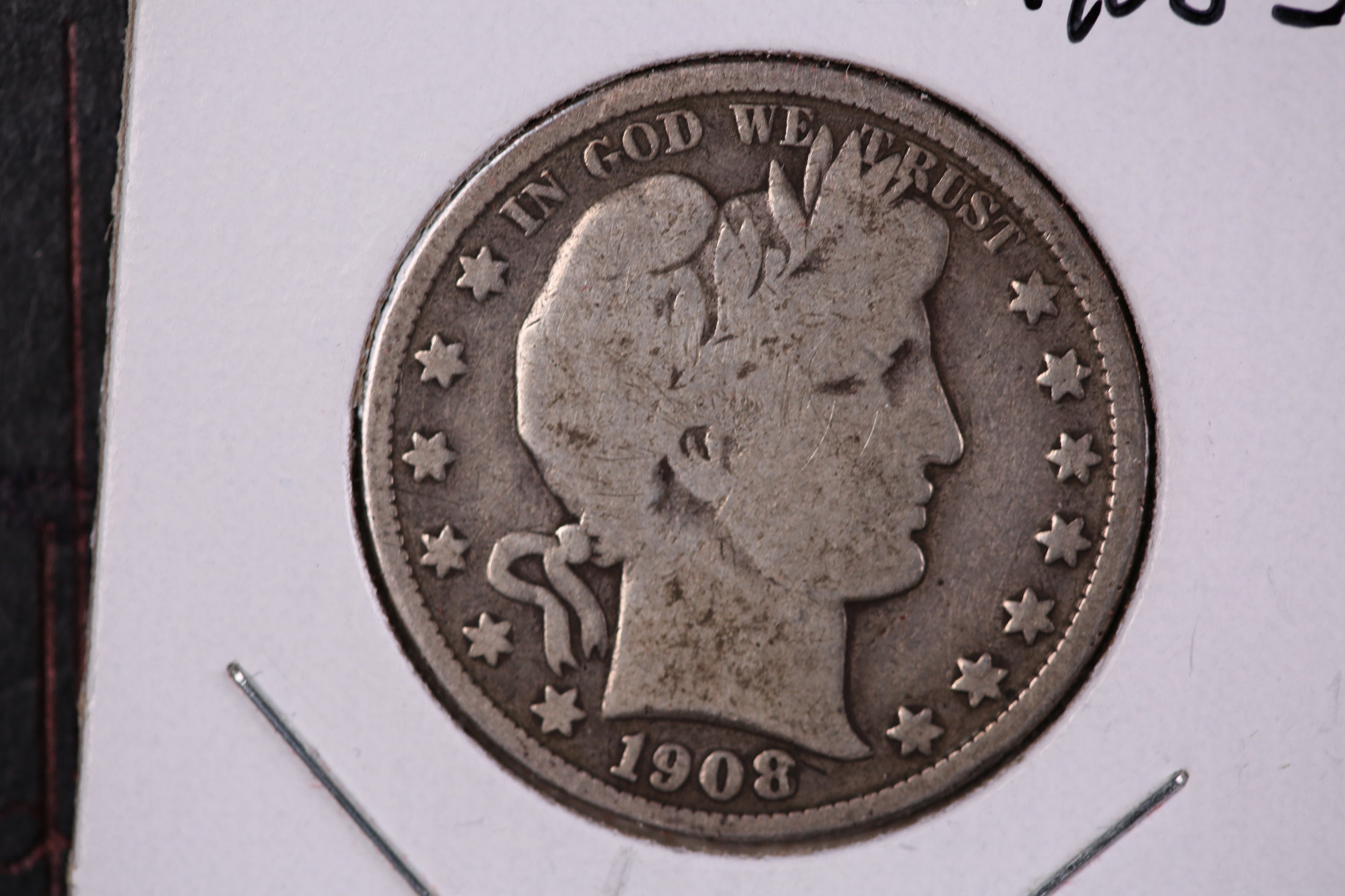 1908-S Barber Half Dollar, Very Good Circulated Coin, Store #HR389