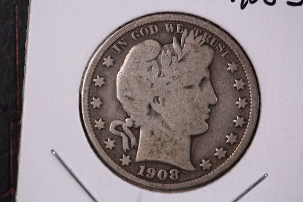 1908-S Barber Half Dollar. Nice Coin VG Details. Store #23081823