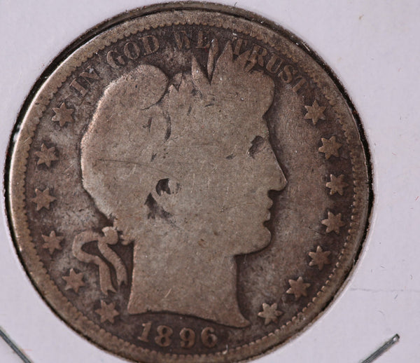 1896-S Barber Half Dollar. Circulated Coin Good Details, Store# 23081513