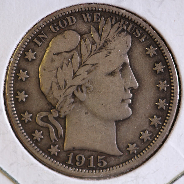1915-D Barber Half Dollar. Nice Coin Fine Details. Store # 23081831