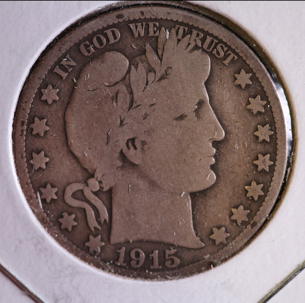1915-S Barber Half Dollar. Nice Coin Fine Details. Store # 23081833