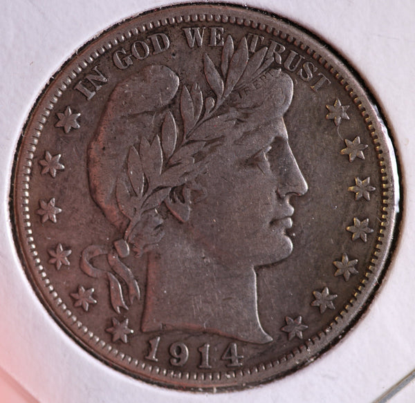 1914-S Barber Half Dollar. Nice Coin VF Details. Store # HR425