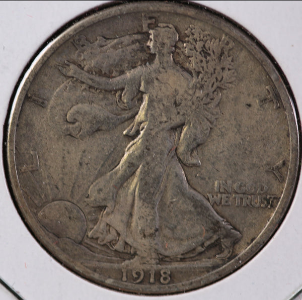 1918 Walking Liberty Half Dollar, Circulated Fine+ Details. Store #82416