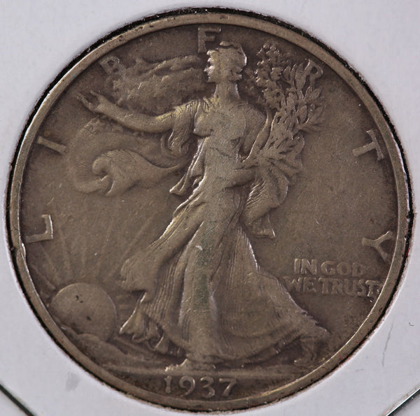 1937-S Walking Liberty Half Dollar, Nice VF30 Details. Store #82512