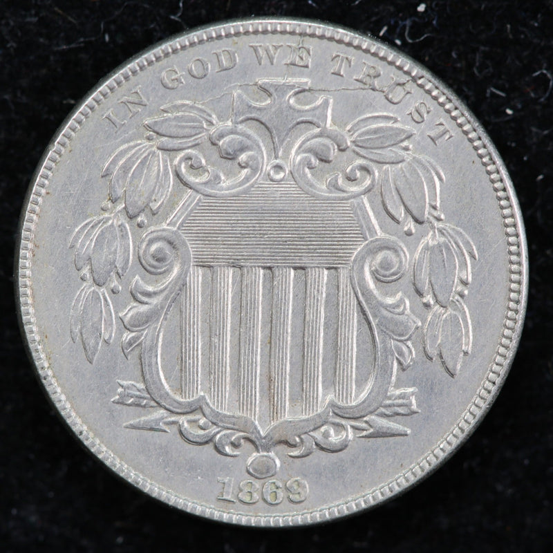 1869 Shield Nickel, Uncirculated Collectible Coin. Store