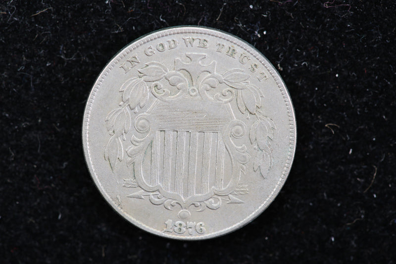 1876 Shield Nickel, Circulated Collectible Coin. Store