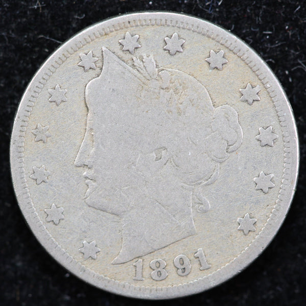 1891 Liberty Nickel, Circulated Collectible Coin. Store #1269010