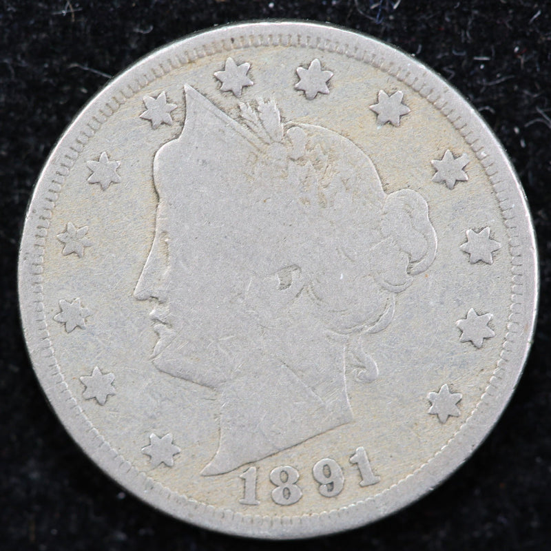 1891 Liberty Nickel, Circulated Collectible Coin. Store